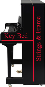 Upright Piano String and key bed