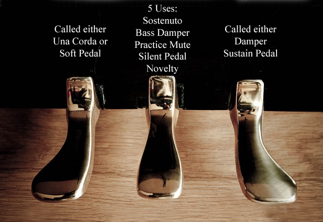 piano pedals displayed
